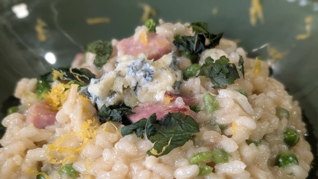 Risotto de guisantes y jamón de Shane Tallon: hoy