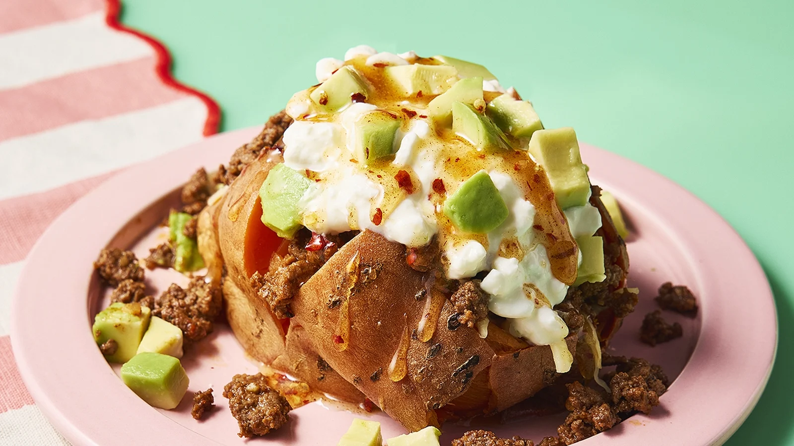 Receta de taco picante de camote y carne con miel picante