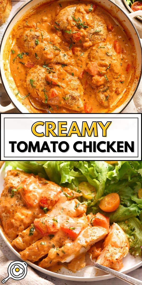 imagen de alfiler de pollo con tomate cremoso