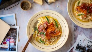 Cocina italiana de Donal: risotto de calabaza con jamón crujiente