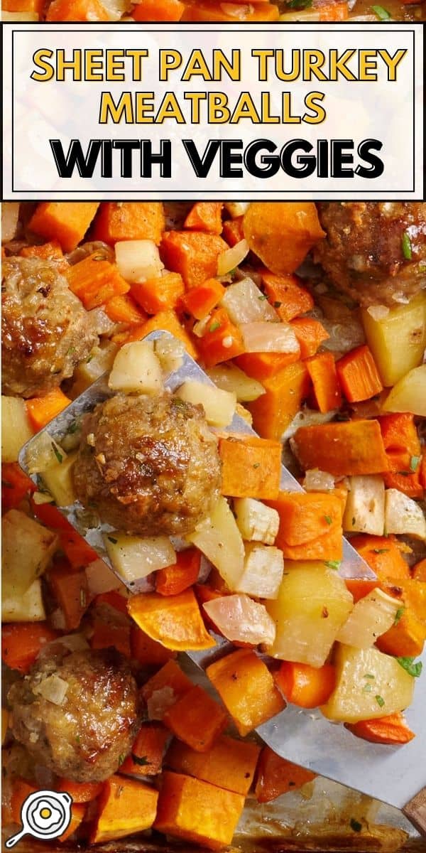 Albóndigas de pavo en sartén con verduras imagen pin