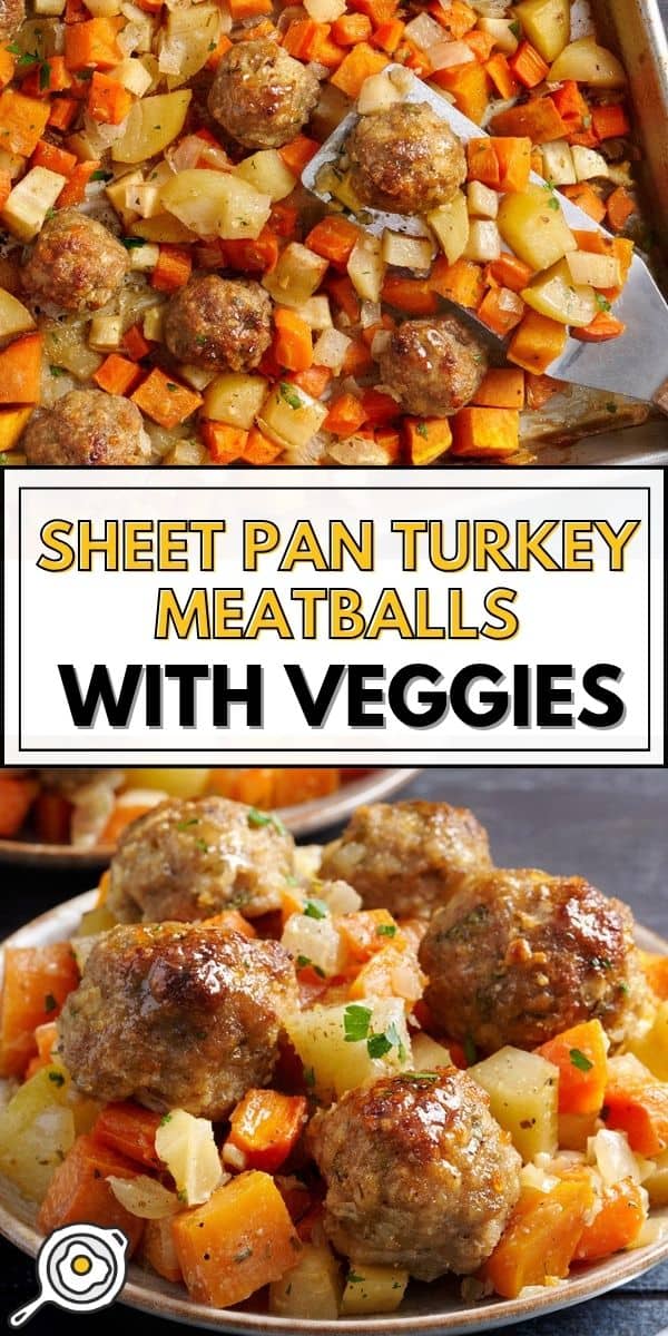 Albóndigas de pavo en sartén con verduras imagen pin
