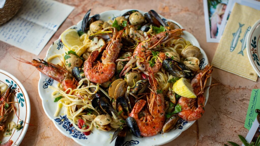 Cocina italiana de Donal: linguini de mariscos a la parrilla