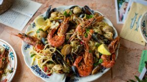 Cocina italiana de Donal: linguini de mariscos a la parrilla