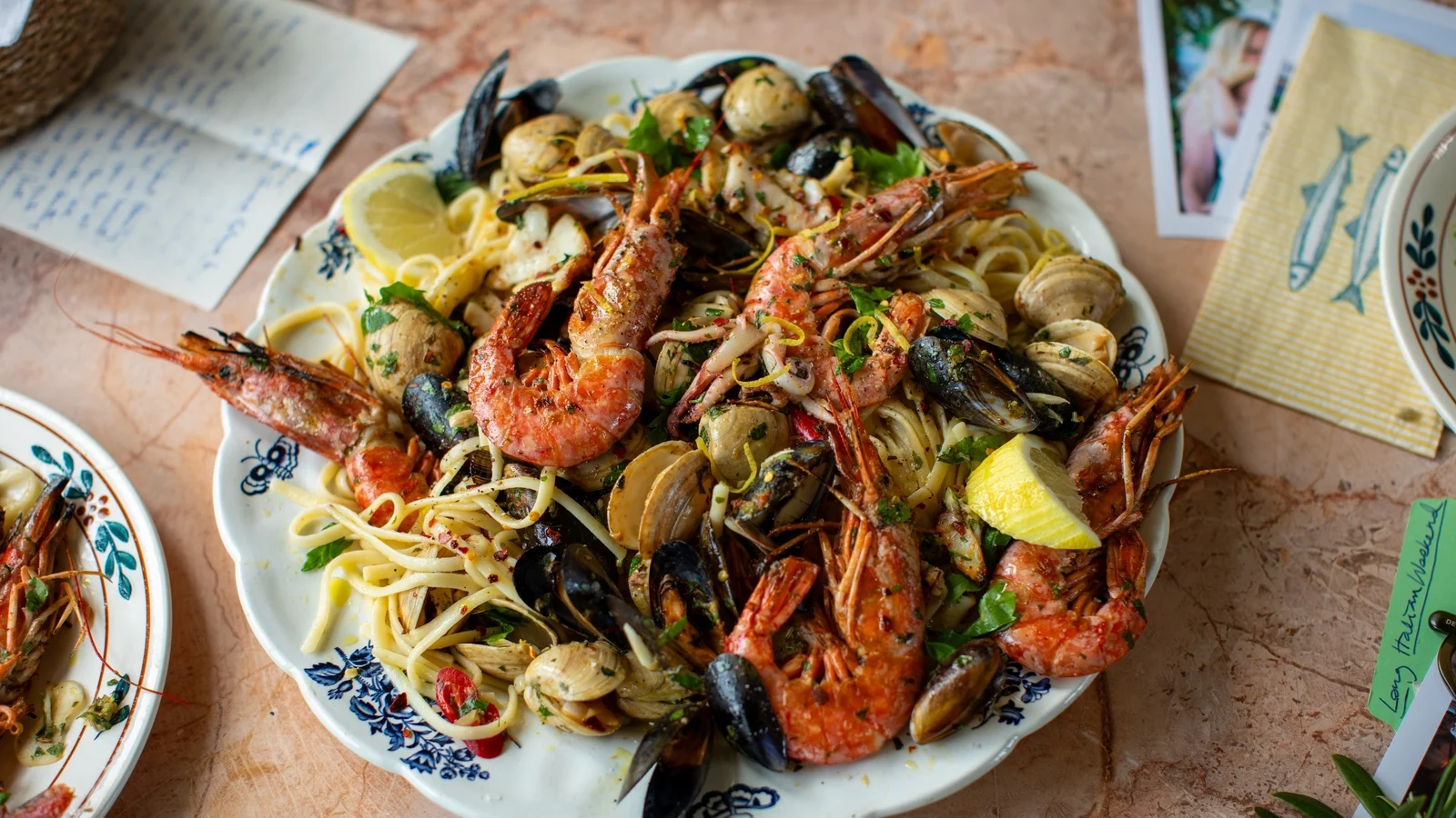 Cocina italiana de Donal: linguini de mariscos a la parrilla